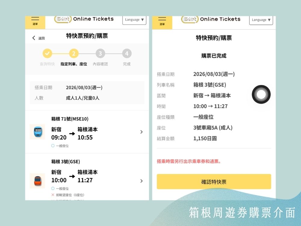箱根周遊券購買浪漫特快